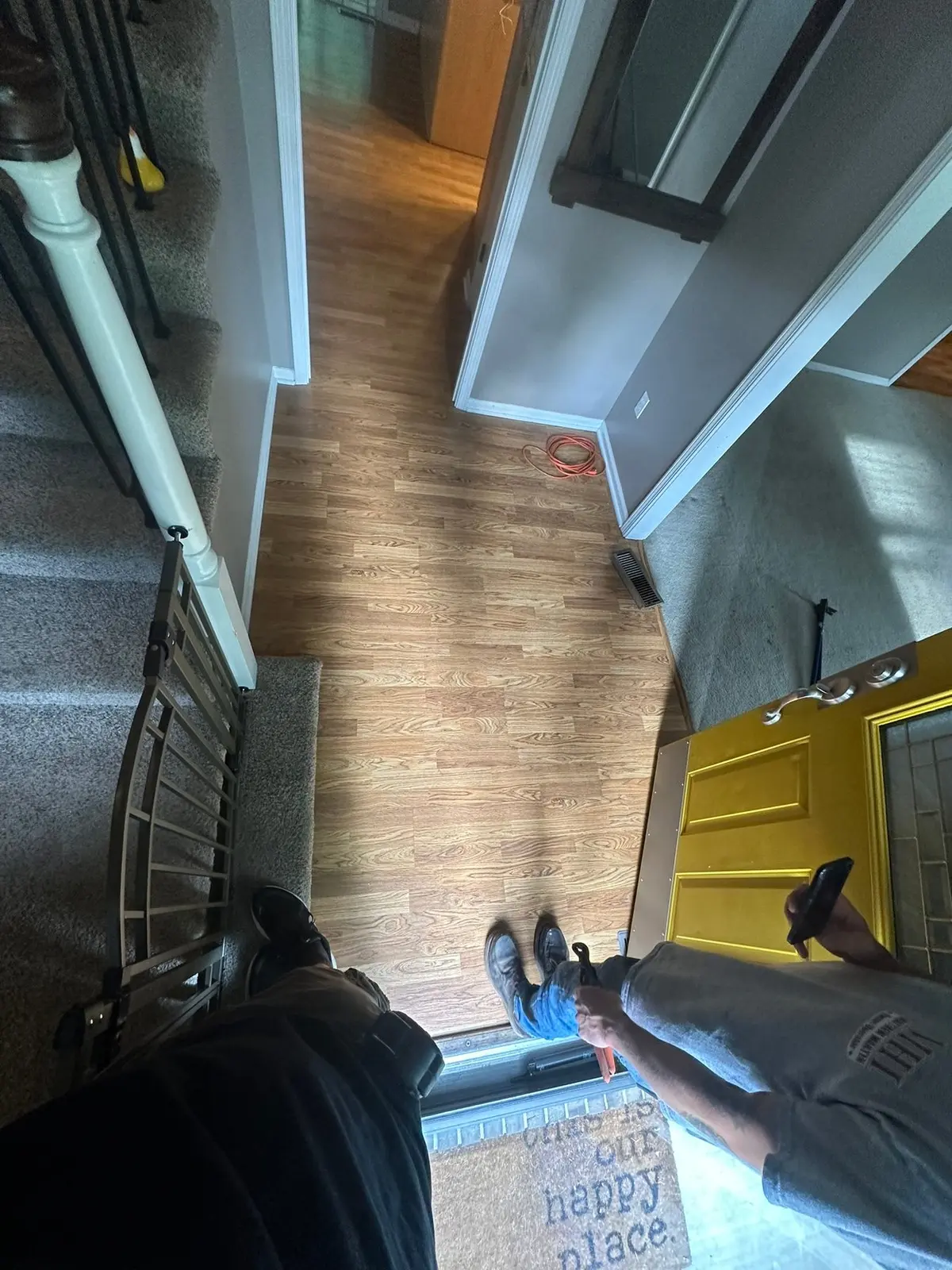 Carpet and Old Floors Replaced with Wood-Look Plank — Before photo 4