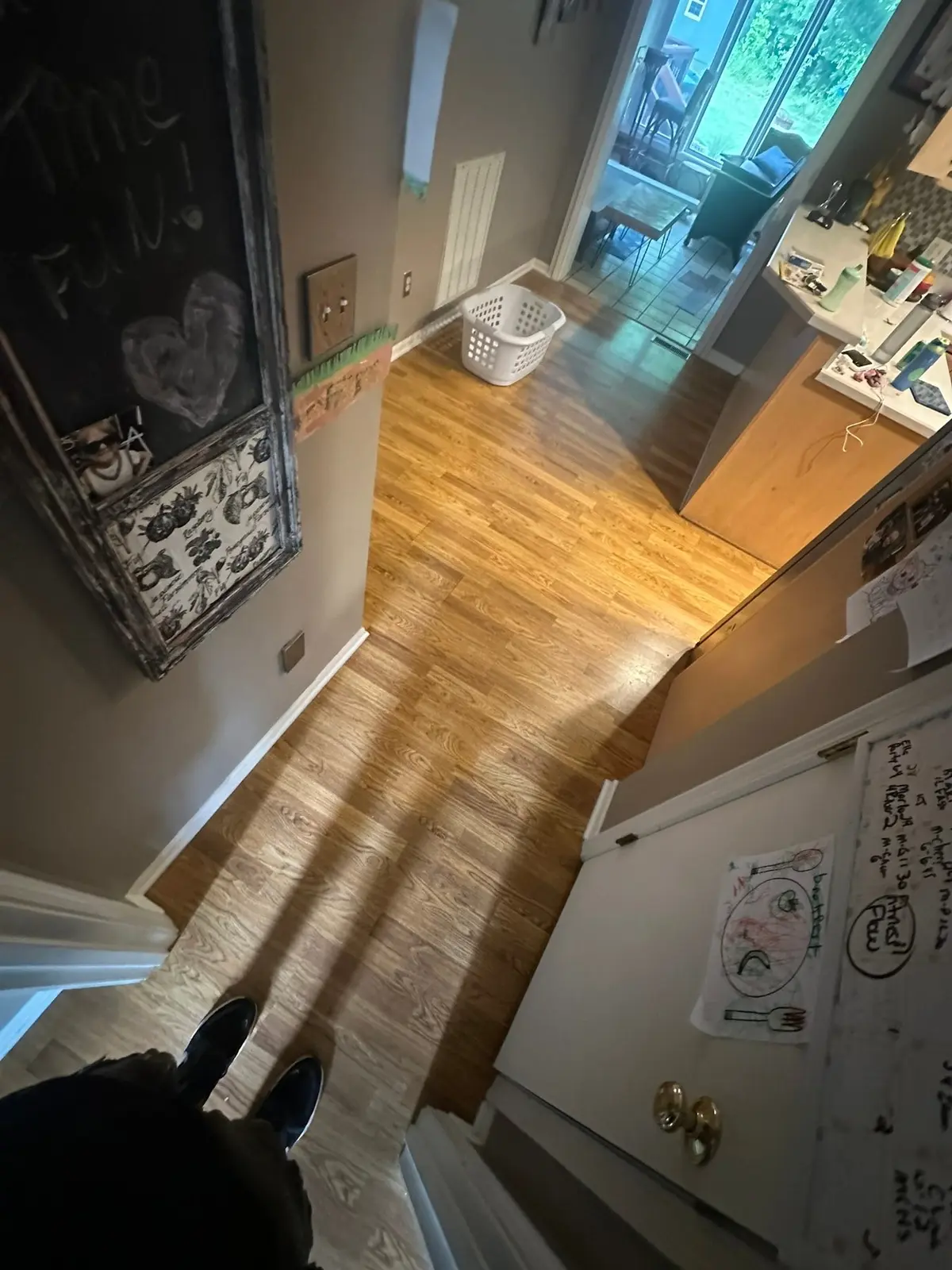Carpet and Old Floors Replaced with Wood-Look Plank — Before photo 5