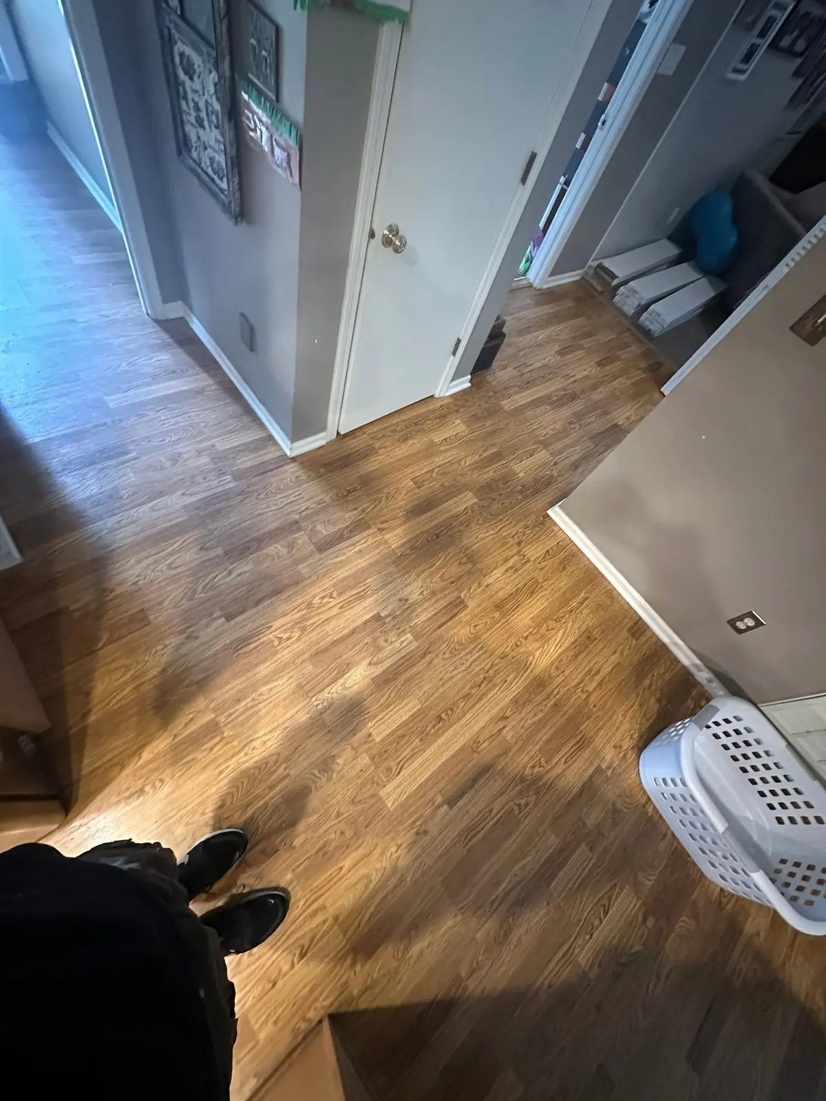 Carpet and Old Floors Replaced with Wood-Look Plank — Before photo 6