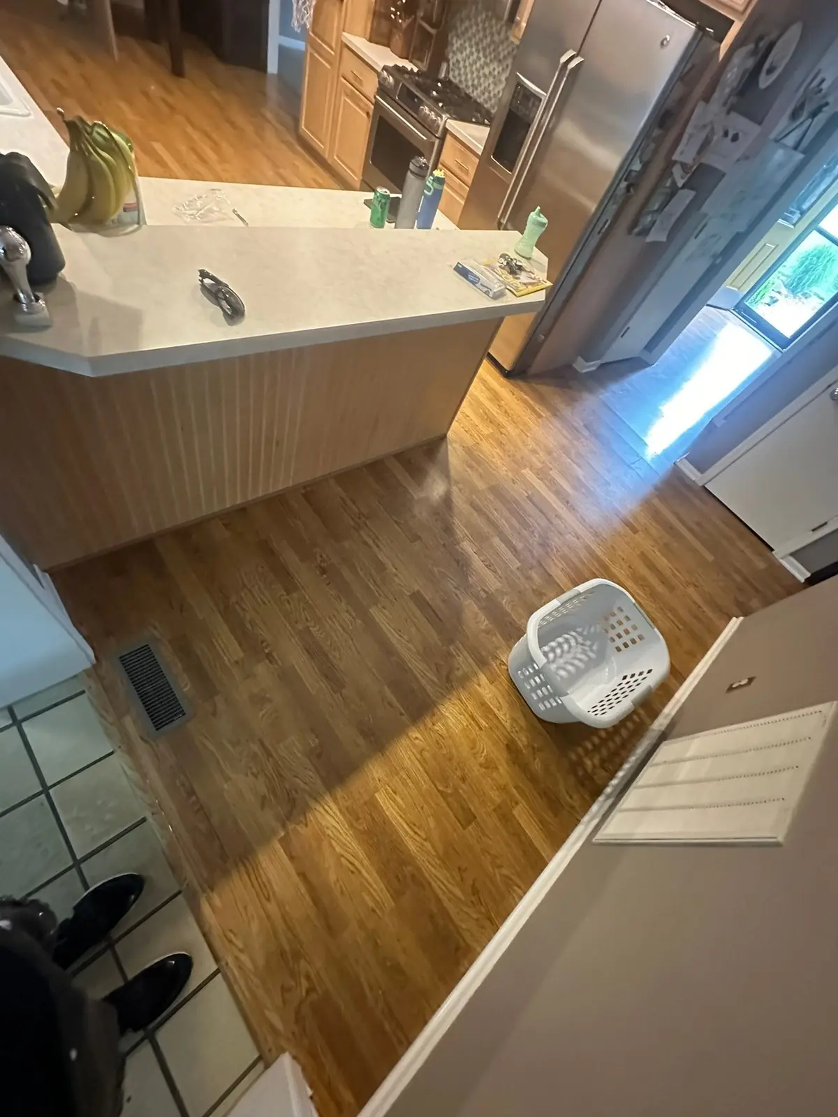 Carpet and Old Floors Replaced with Wood-Look Plank — Before photo 7