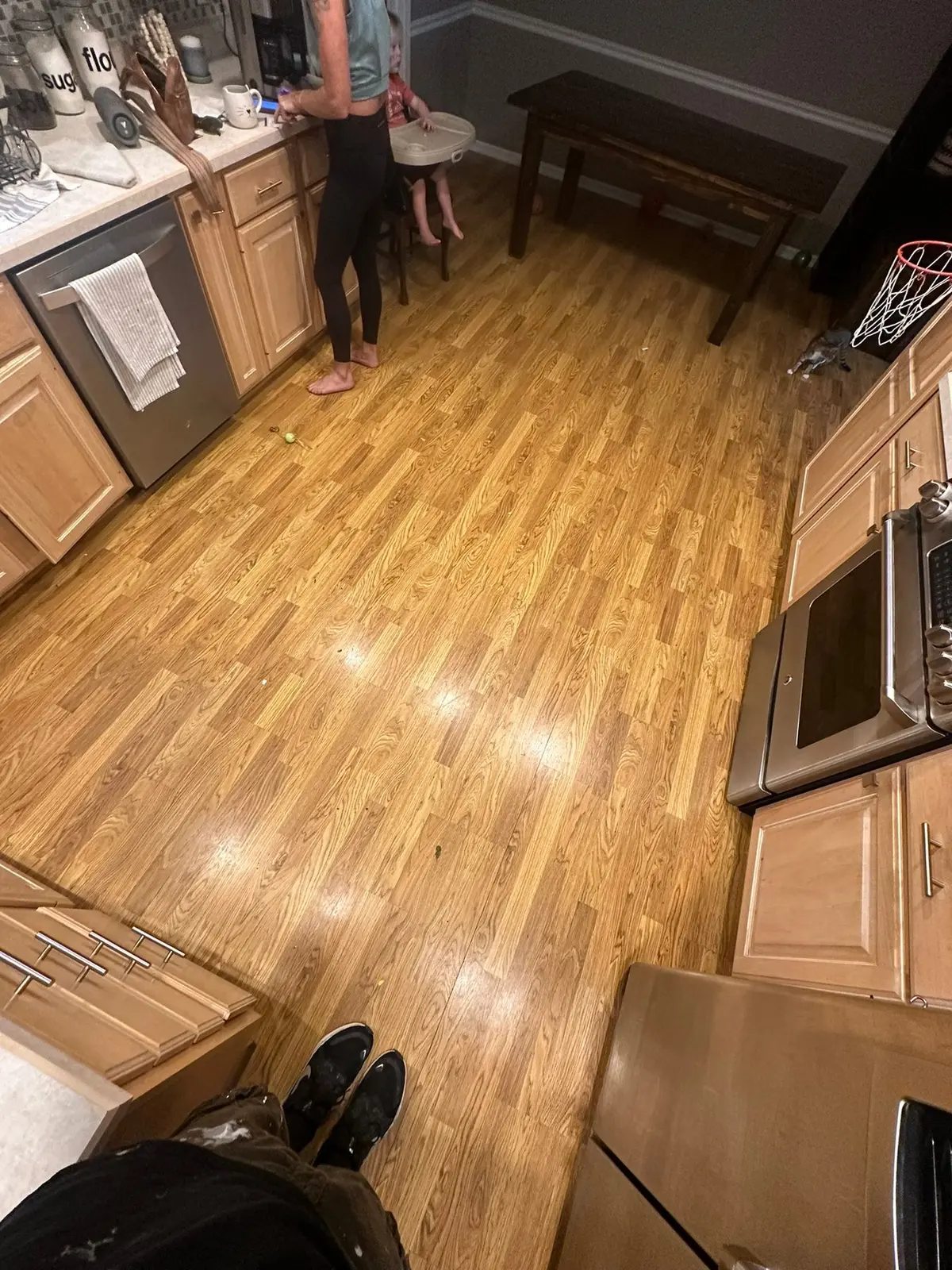 Carpet and Old Floors Replaced with Wood-Look Plank — Before photo 8