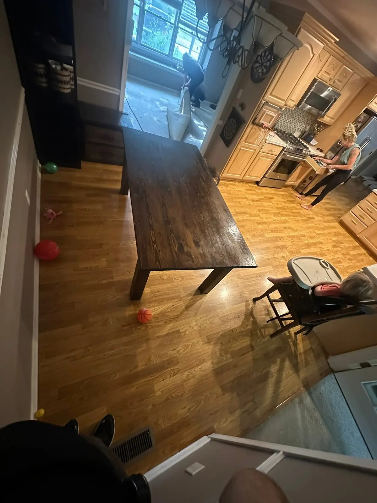 Carpet and Old Floors Replaced with Wood-Look Plank — Before photo 9