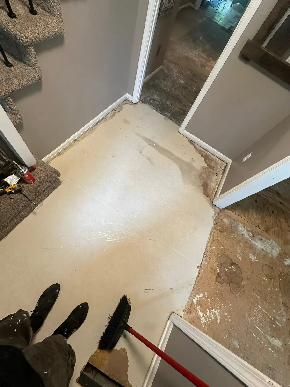 Carpet and Old Floors Replaced with Wood-Look Plank — Demo photo 1
