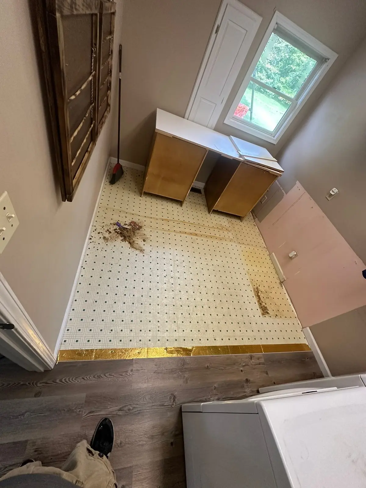 Carpet and Old Floors Replaced with Wood-Look Plank — Demo photo 3