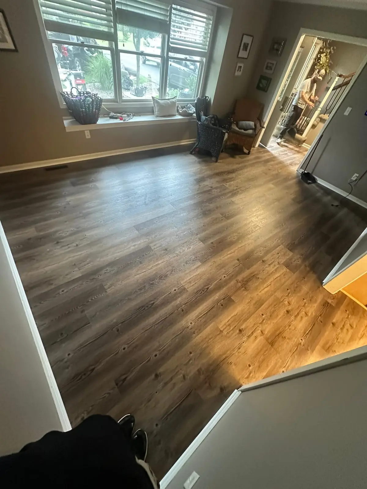 Carpet and Old Floors Replaced with Wood-Look Plank