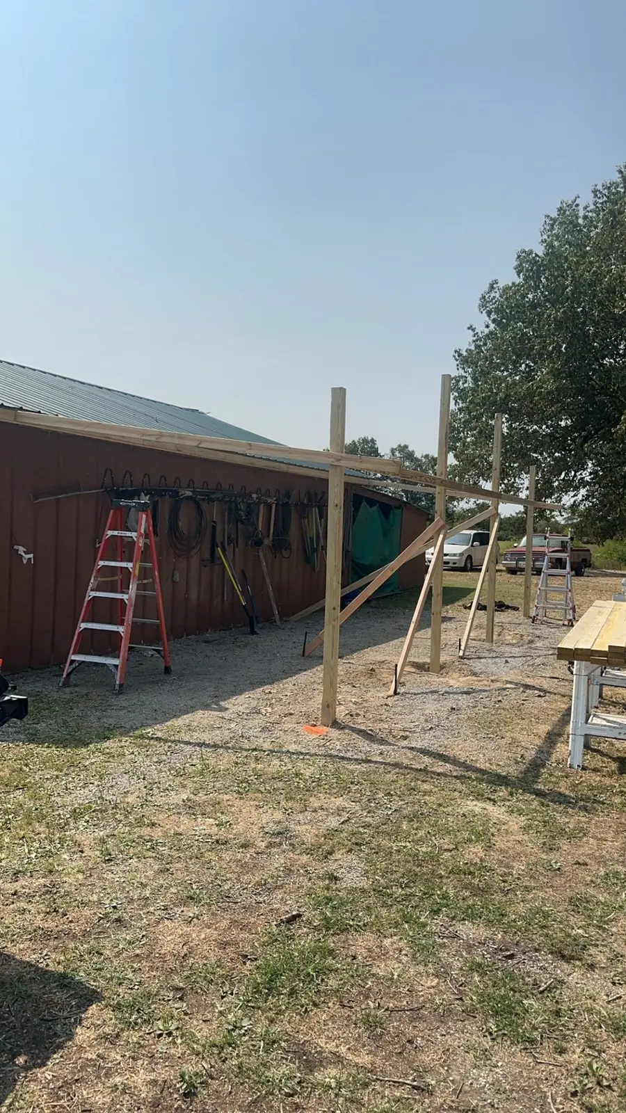 Barn Lean-To Rebuilt with Metal Roof — Progress photo 1