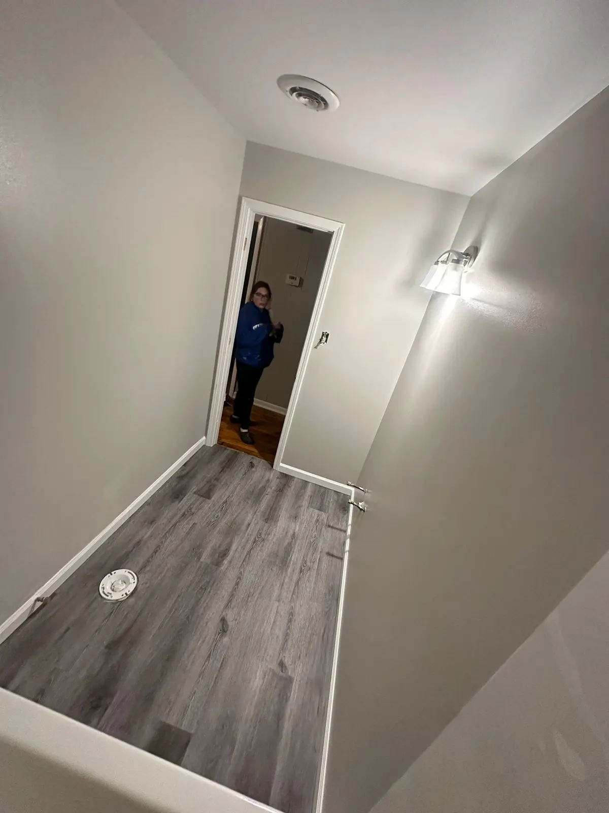 Long Bathroom with New Gray Plank Floor — finished photo 2