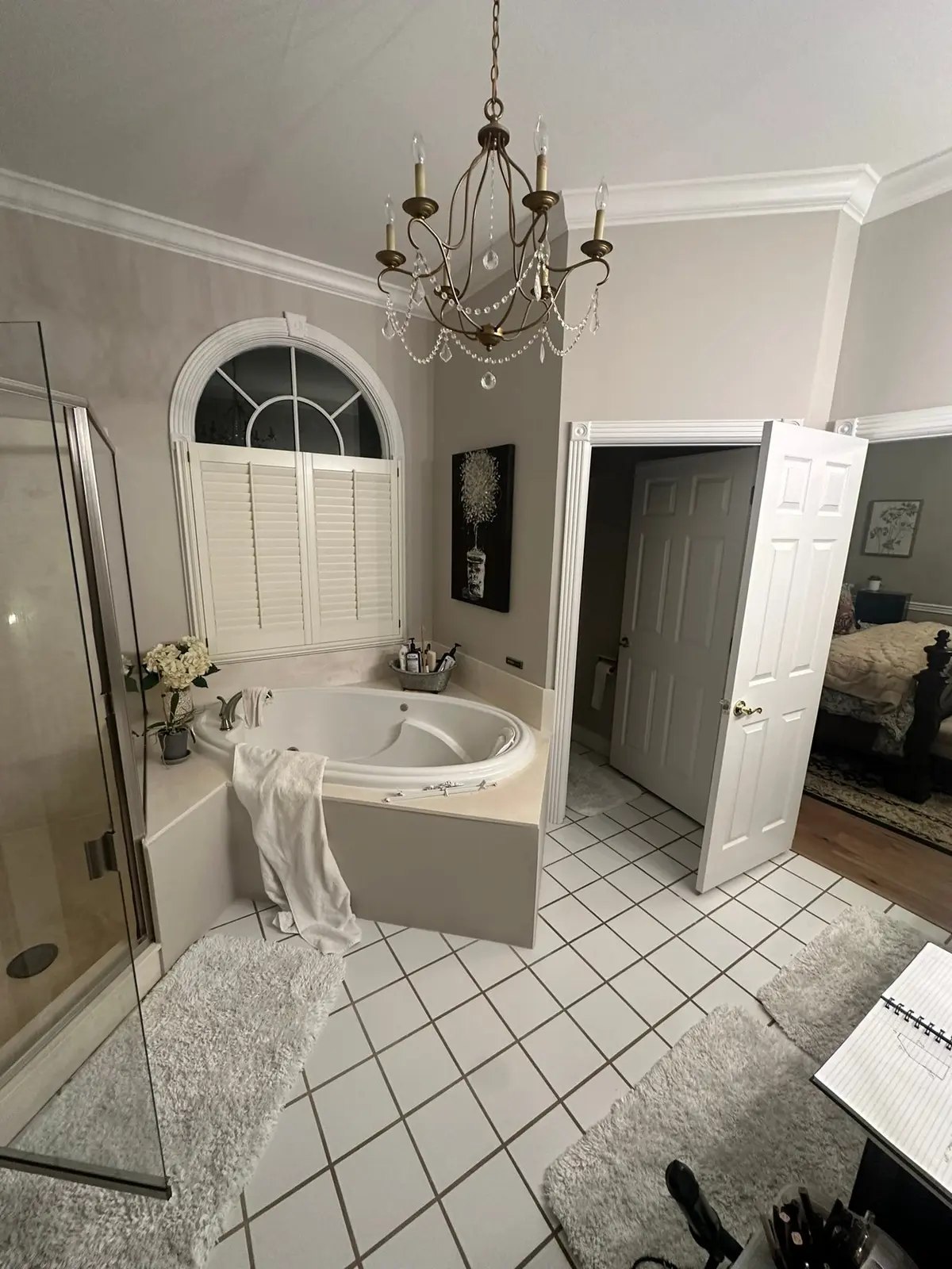 Before — Master Bath Curbless Shower and Freestanding Tub