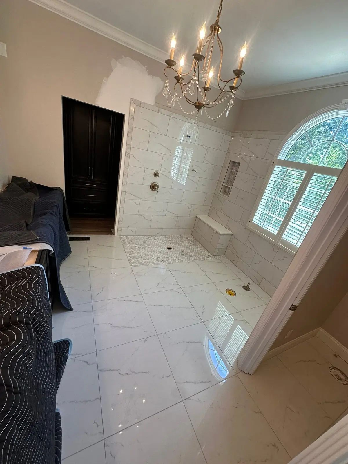 Master Bath Curbless Shower and Freestanding Tub — finished photo 9