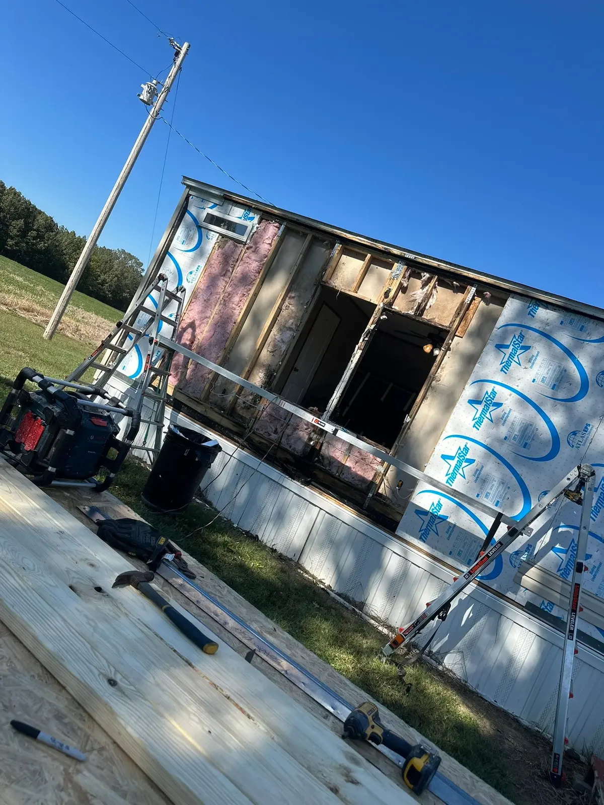 Mobile Home Wall Rebuild — Progress photo 1