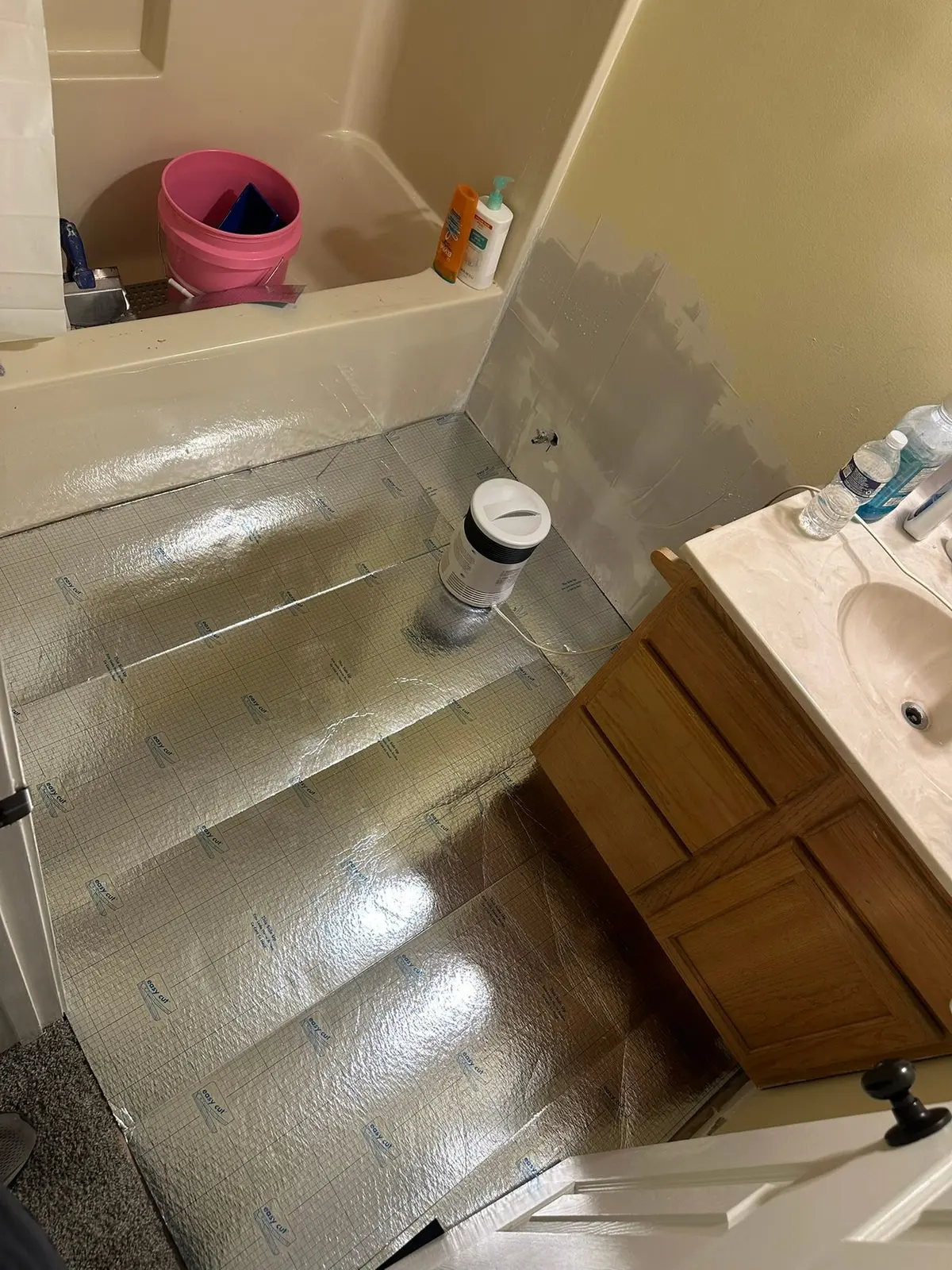 Bathroom Subfloor Repair and New Plank Floor — Progress photo 1