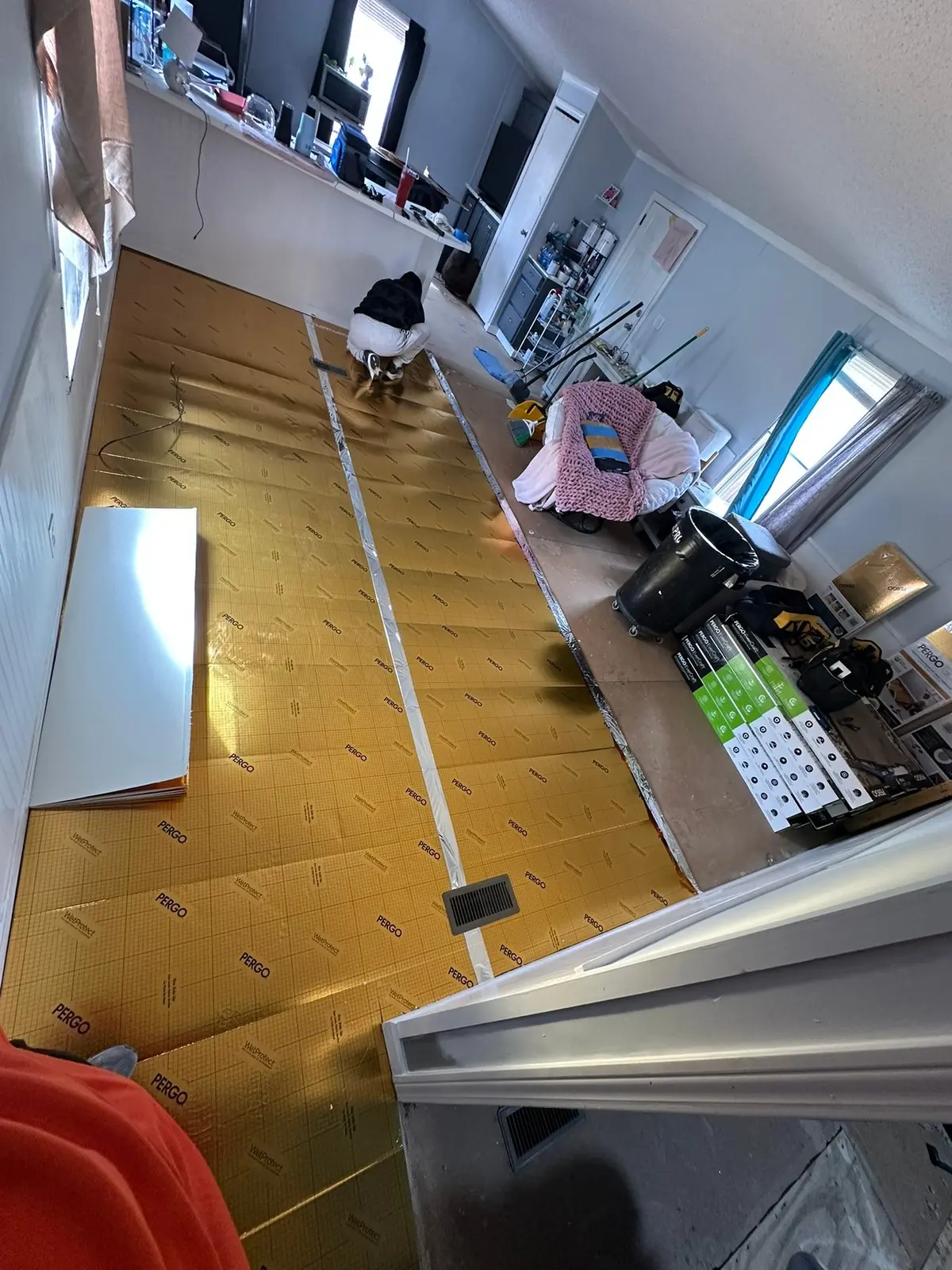 Kitchen, Hall, Bedroom and Bath Wood-Look Plank — Progress photo 1