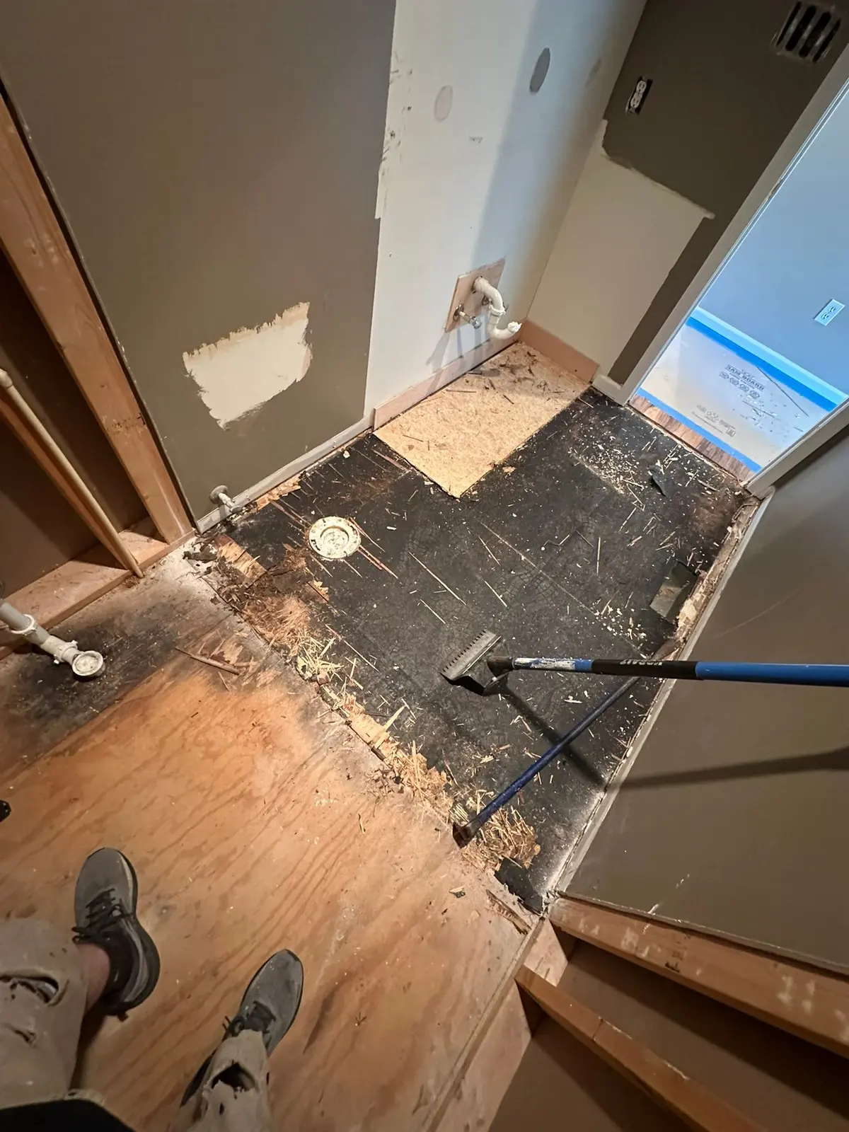 Carpet Tear-Out and Bathroom Subfloor Rebuild — Demo photo 2