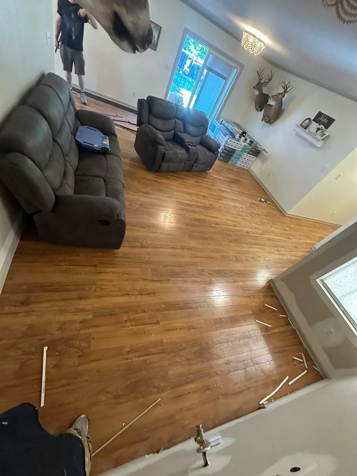 Dark Wood-Look Plank Through Main Living Areas — Before photo 1