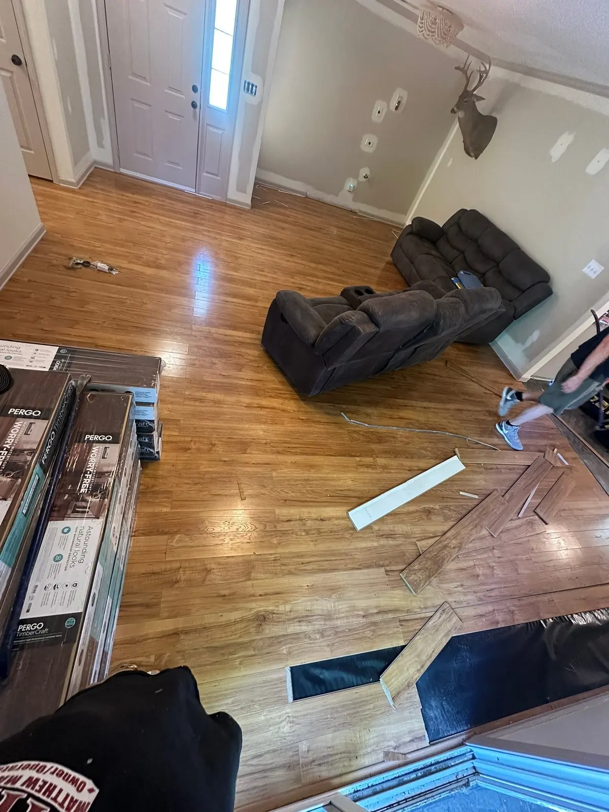 Dark Wood-Look Plank Through Main Living Areas — Before photo 5