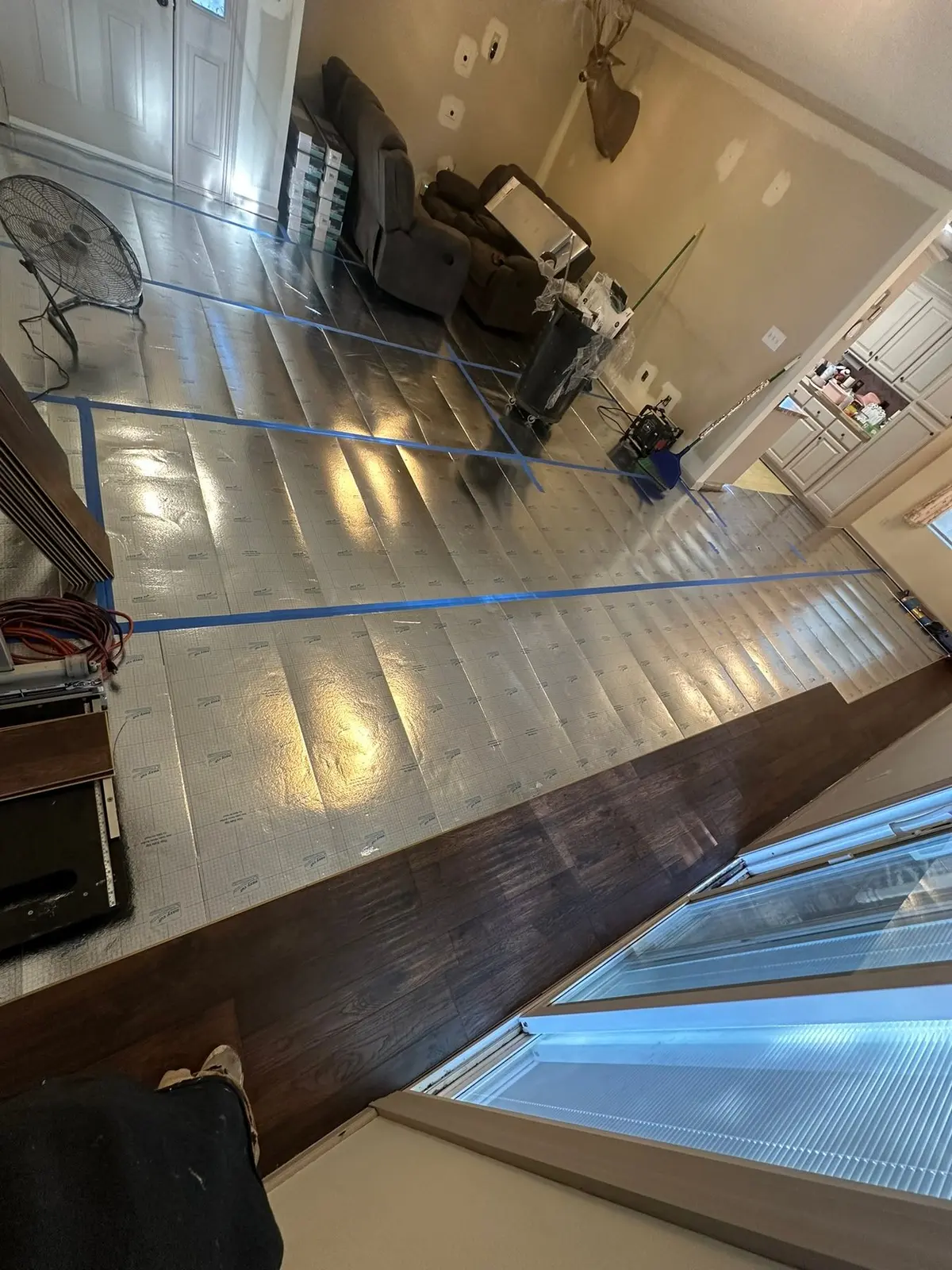 Dark Wood-Look Plank Through Main Living Areas — Progress photo 4