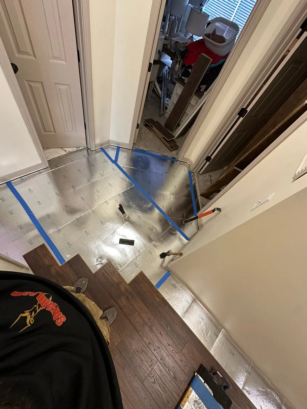 Dark Wood-Look Plank Through Main Living Areas — Progress photo 7