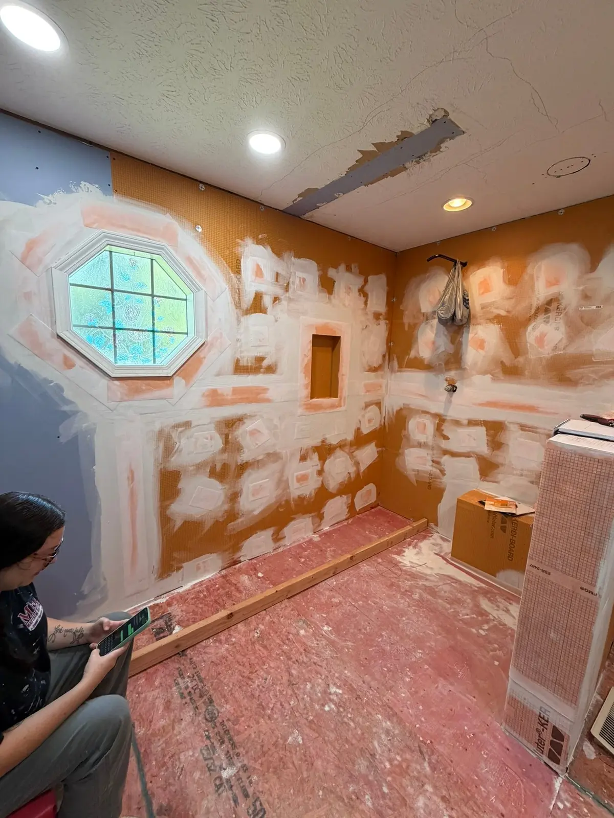 Garden-Tub Bath Gutted for New Tiled Shower — progress photo 2