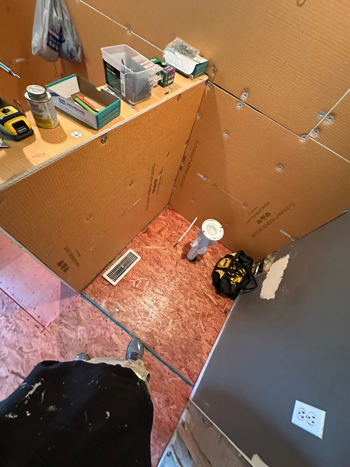 Garden-Tub Bath Gutted for New Tiled Shower — Progress photo 3